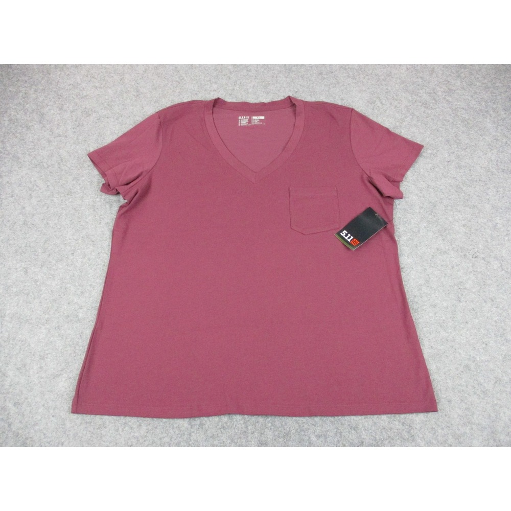 511 Tactical Shirt Womens Extra Large Red Bailey V Neck Short Sleeve Pocket